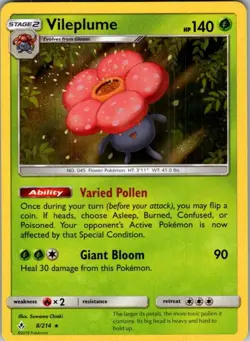 Vileplume 8/214 Unbroken Bonds Pokemon Holo Near Mint - Image 1