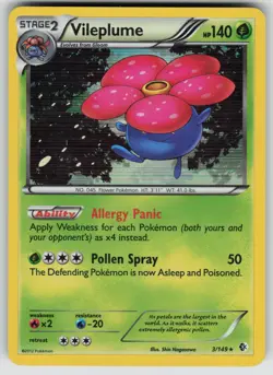 Vileplume 3/149 Holo Rare Boundaries Crossed Pokemon Moderately Played - Image 1
