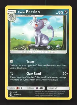 Alolan Persian 79/149 Uncommon SM Base Set Pokemon Lightly Played - Image 1