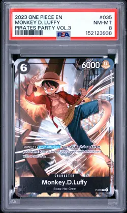 2023 ONE PIECE PROMOS PIRATES PARTY VOL.3 #035 MONKEY D. LUFFY PSA 8 - Image 1