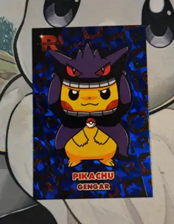 Pokemon Pikachu Gengar Poncho Blue Holo Team Rocket Peru Exclusive Card - Image 1