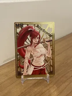Erza Scarlet 085/100 - Goddess Story Custom Anime Waifu Doujin Gold Metal Card - Image 1