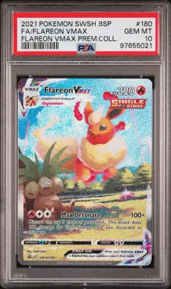 2021 POKEMON SWSH BLACK STAR PROMO #180 FULL ART/FLAREON VMAX PSA 10 - Image 1