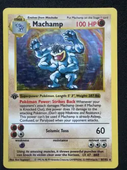 Machamp 1st Edition Holo Vintage Base Set 8/102 Base Set English Pokemon Card - Image 1