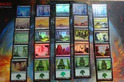 MTG - 25 x FOIL Basic Lands - Mirrodin - LP Condition Swamp Plains Island etc - Image 1