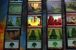 MTG - 25 x FOIL Basic Lands - Mirrodin - LP Condition Swamp Plains Island etc - Image 2