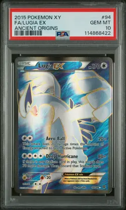 2015 POKEMON XY ANCIENT ORIGINS #94 FULL ART/LUGIA EX PSA 10 - Image 1