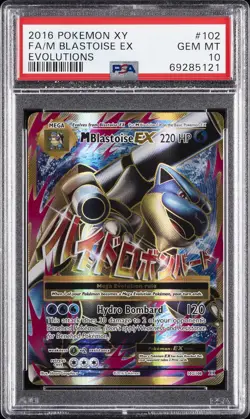 2016 POKEMON XY EVOLUTIONS #102 FULL ART/M BLASTOISE EX PSA 10 - Image 1