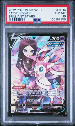 2022 POKEMON SWORD & SHIELD BRILLIANT STARS #TG14 FULL ART/SYLVEON V PSA 10 - Image 1
