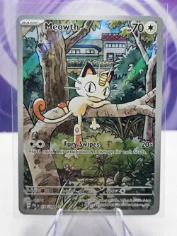 Meowth 106/094 Phantasmal Flames Illustration Rare Holo English Pokemon TCG NM - Image 1