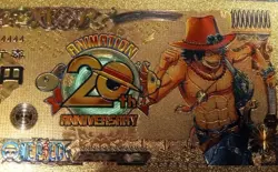 RARE Portgas D. Ace One Piece Anime 24K Gold Flake Berry Dollar USA SELLER - Image 2