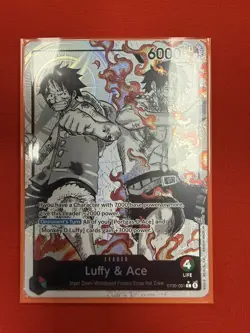 ST30-001 - Luffy & Ace Leader (Alternate Art Parallel - Black/White) - Near Mint - Image 1