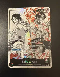 ST30-001 - Luffy & Ace Leader (Alternate Art Parallel - Black/White) - Near Mint - Image 3