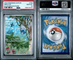 2024 POKEMON SCR EN-STELLAR CROWN #153 MEDITITE ILLUSTRATION RARE PSA 10 - Image 3