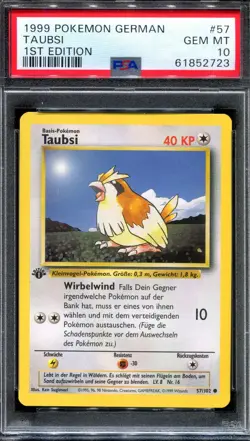 PSA 10 Pokemon 1999 German Deutsch 1st Edition Base Taubsi Pidgey #57 - Image 1