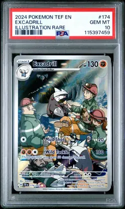 2024 POKEMON TEF EN-TEMPORAL FORCES ILLUSTRATION RARE #174 EXCADRILL PSA 10 - Image 1