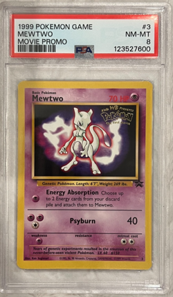 1999 POKEMON GAME MOVIE PROMO #3 MEWTWO PSA 8 NM-MT - Image 1