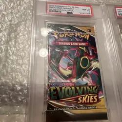 2021 SWSH Pokemon Evolving Skies Foil Pack Rayquaza PSA (Mislabeled /Error Pack) - Image 2
