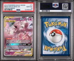 Pokemon Mewtwo & Mew GX 71/236 Tag Team SM Sun & Moon Unified Minds PSA 10 - Image 3