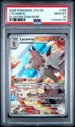 PSA 10 Lycanroc 166/159 Pokemon Sv09: Journey Together Illustration Rare 2025 - Image 1