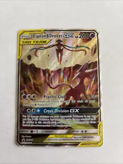 Pokemon TCG Espeon & Deoxys GX SM240 Black Star Promo Full Art Holo - Image 1
