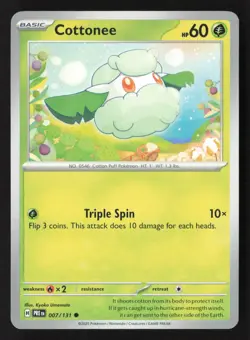 Pokemon TCG Cottonee 007/131 -Prismatic Evolutions - Regular Non-Holo Card - Image 1