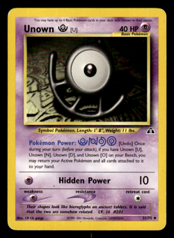 Unown u 51/75 Neo Discovery Unlimited Pokemon Card NM/LP - Image 1