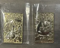 1999 Pokemon Charizard & Jigglypuff Nintendo Burger King 23K Gold Plated Cards - Image 1