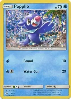 Popplio 4/12 Holo McDonalds 2016 Pokemon Card NM - Image 1