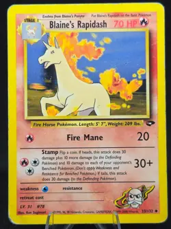 Blaine's Rapidash (33) Gym Challenge, Uncommon Pokemon Card MP - Image 1