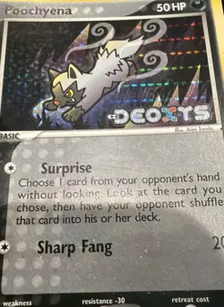 Pokemon TCG Poochyena EX Deoxys 70/107 Reverse Holo Common 2005 Nintendo - LP - Image 3
