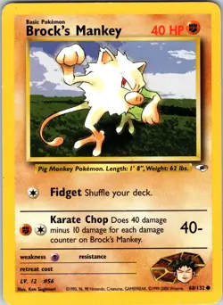 Brock's Mankey (68) 068/132 Gym Heroes Pokemon MP Unlimited - Image 1