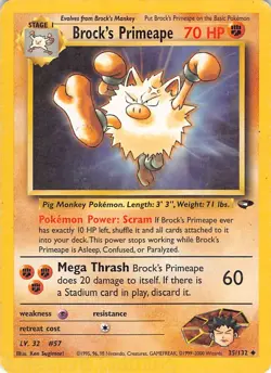 Brock's Primeape 35/132 Uncommon Gym Challenge Pokemon HP Sugimori - Image 1