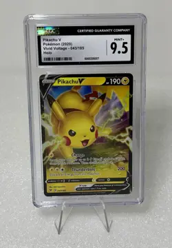 Pokemon Pikachu V 2020 CGC 9.5 Graded Vivid Voltage Holo 43/185 Thunderbol - Image 1