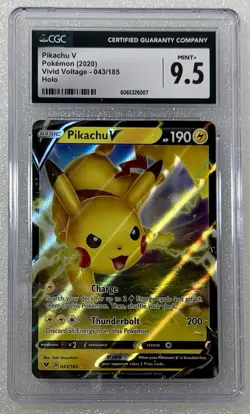 Pokemon Pikachu V 2020 CGC 9.5 Graded Vivid Voltage Holo 43/185 Thunderbol - Image 2