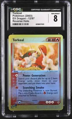 003 Pokemon EX Dragon Torkoal 12/97 Reverse Holo CGC 8 NM/Mint Vintage - Image 1