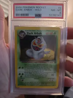 2000 Pokemon Team Rocket Dark Arbok Holo Rare 2/82 Unlimited PSA 8 - Image 1