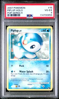 Pokemon TCG Piplup 15/17 2007 Pop Series 6 Holo Common Card - PSA 4 - Image 1