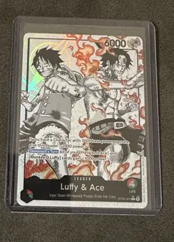 ST30-001 - Luffy & Ace Leader (Alternate Art Parallel - Black/White) - Near Mint - Image 1