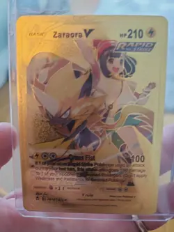Zaraora V Gold Foil Fan Art Vinyl Textured Collector Pokemon Card Rapid Strike - Image 1