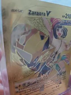 Zaraora V Gold Foil Fan Art Vinyl Textured Collector Pokemon Card Rapid Strike - Image 3