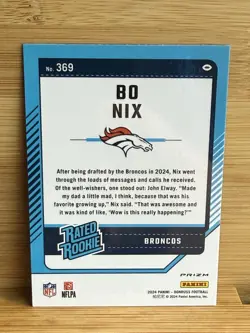 2024 Panini Donruss Bo Nix #369 Red Green Optic Preview Holo Prizm Rookie (RC) - Image 2