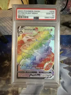 Pokemon Snorlax VMAX Rainbow Secret Rare Card 206/202 PSA 10 - Image 2
