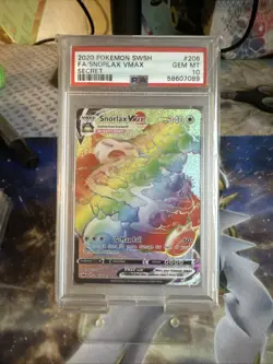 Pokemon Snorlax VMAX Rainbow Secret Rare Card 206/202 PSA 10 - Image 3