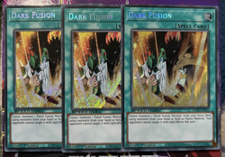 YuGiOh PLAYSET Dark Fusion SGX3-ENA13 1st Ed Secret Rare 3x - Image 1