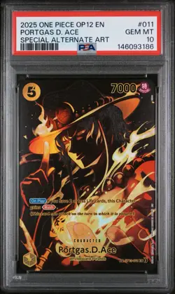 2025 ONE PIECE OP12-LEGACY OF THE MASTER #011 PORTGAS D. ACE SP ALT ART PSA 10 - Image 1