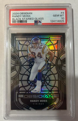 2024 Panini Obsidian Randy Moss Black Stained Glass #4 Vikings PSA 10 GEM MINT - Image 1