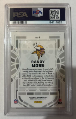 2024 Panini Obsidian Randy Moss Black Stained Glass #4 Vikings PSA 10 GEM MINT - Image 2