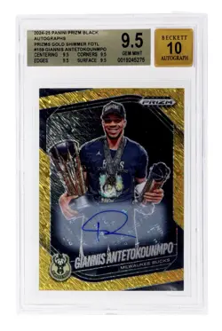 2024 Prizm Black Giannis Antetokounmpo Gold Shimmer Auto /10 Bgs 9.5 10 Pop 1/1 - Image 1