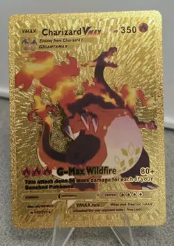 Pokemon Charizard VMAX 350hp Gold Foil Fan Art Collector Card TCG - Image 1